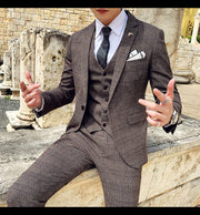 West Louis™ Tailored Viscose Elegant Plaid British 3 Piece Suit