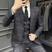 West Louis™ Designer Business Plaid 3 Piece England Suit