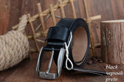 West Louis™ Vintage Style Pin Buckle Cow Genuine Leather Belt Black / 100cm - West Louis