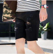 West Louis™ Knee Length Hole Jeans Shorts Black / 29 - West Louis