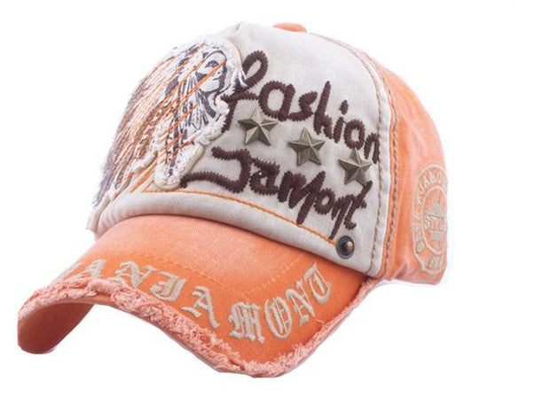 West Louis™ Embroidery Antique Style Baseball Cap Orange - West Louis