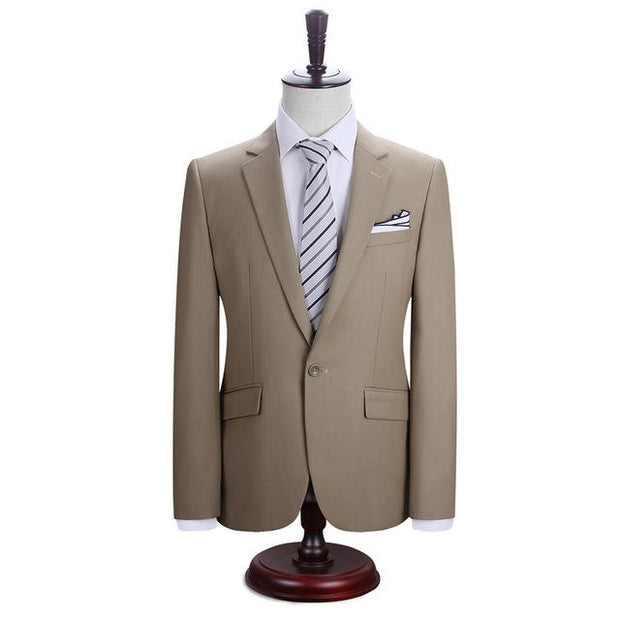 West Louis™ New York Slim Fit One Button Suit ( Blazer + Pants) Khaki / XS - West Louis