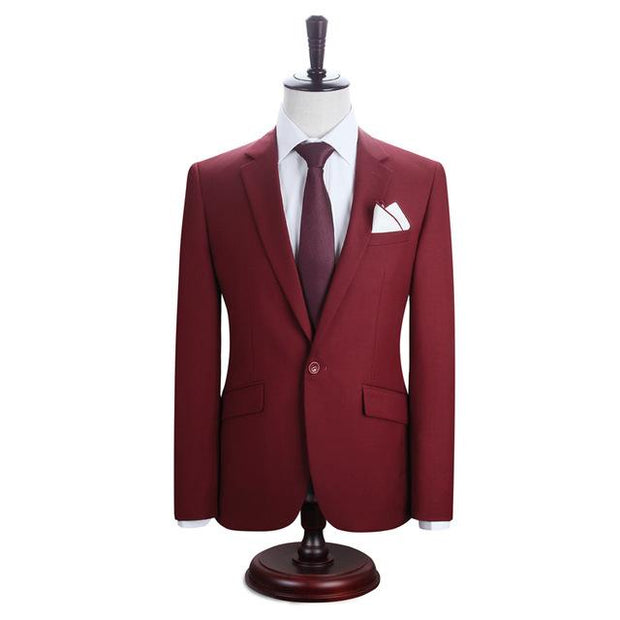 West Louis™ New York Slim Fit One Button Suit ( Blazer + Pants) Red / XS - West Louis