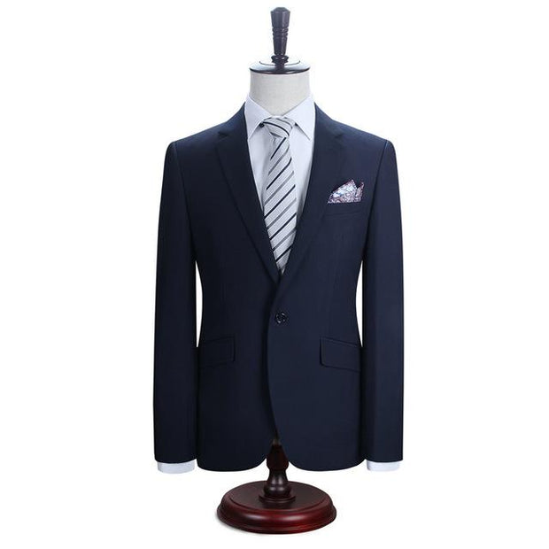 West Louis™ New York Slim Fit One Button Suit ( Blazer + Pants) Dark Blue2 / XS - West Louis