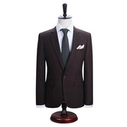 West Louis™ New York Slim Fit One Button Suit ( Blazer + Pants) Brown / XS - West Louis