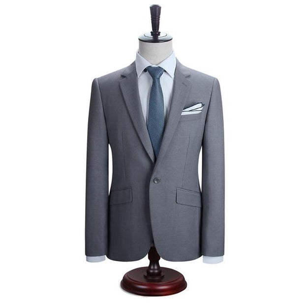 West Louis™ New York Slim Fit One Button Suit ( Blazer + Pants) Gray / XS - West Louis