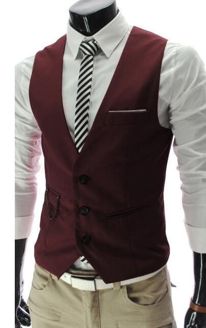 West Louis™ Leisure Cotton Gentleman Vest Wine red / S - West Louis