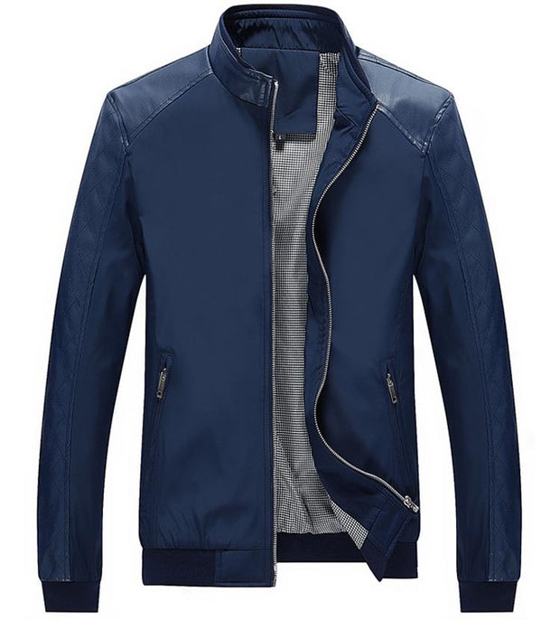 West Louis™ Business PU Leather Slim Jacket Navy Blue / XS - West Louis