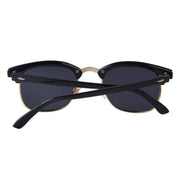 Matte Black Frame with Dark Grey Lens Semi-rimless Round Sunglasses  - West Louis