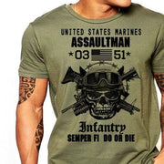 West Louis™ US Marines Infantry Assaultman T-Shirt Army Green2 / S - West Louis