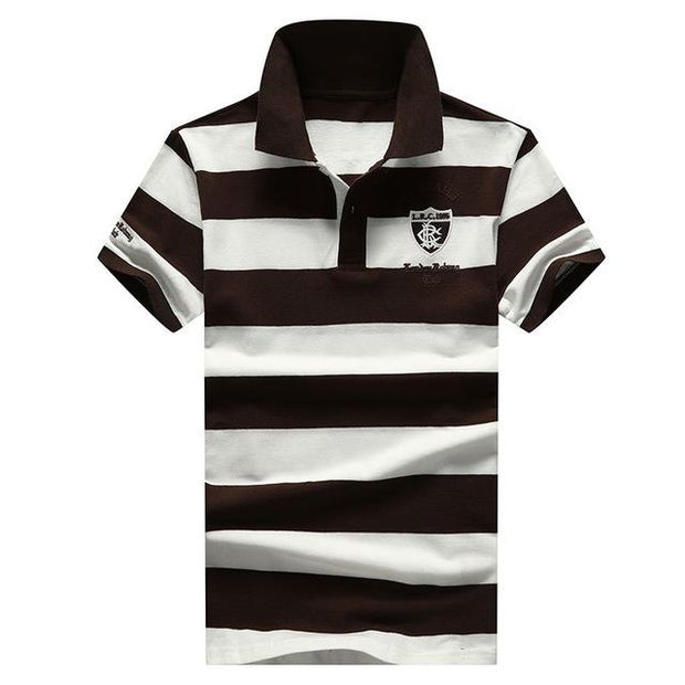 West Louis™ Summer Breathable Striped Polo Brown / XS - West Louis