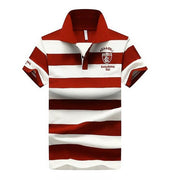 West Louis™ Summer Breathable Striped Polo Red / XS - West Louis