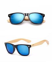 Retro Bamboo Wood Classic Wayfarer Style Sunglasses  - West Louis