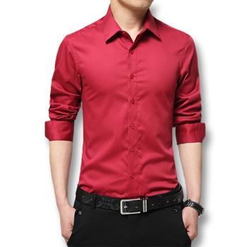 West Louis™ Long Sleeved Poplin Dress Cotton Shirt Red / S - West Louis