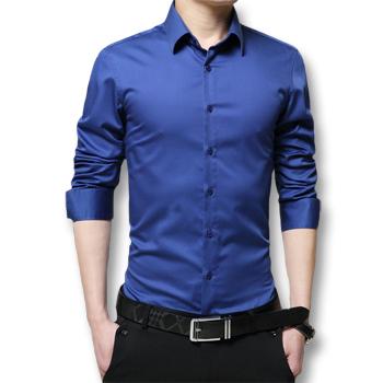 West Louis™ Long Sleeved Poplin Dress Cotton Shirt Dark Blue / S - West Louis