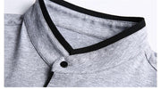West Louis™ Mandarin Collar Short Sleeve Tee Shirt  - West Louis
