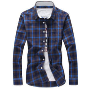 West Louis™ Plaid Turn-down Collar Shirt Blue / M - West Louis