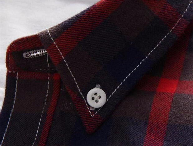 West Louis™ Plaid Turn-down Collar Shirt  - West Louis