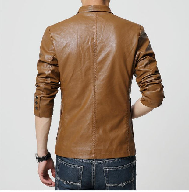 West Louis™ Soft PU Leather Male Blazer  - West Louis