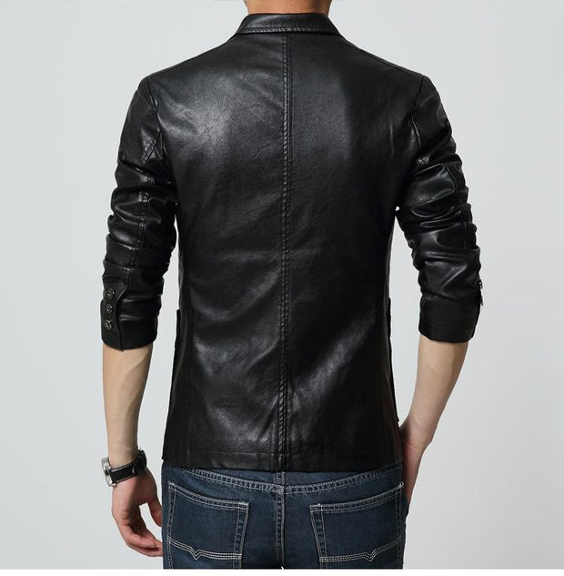 West Louis™ Soft PU Leather Male Blazer  - West Louis