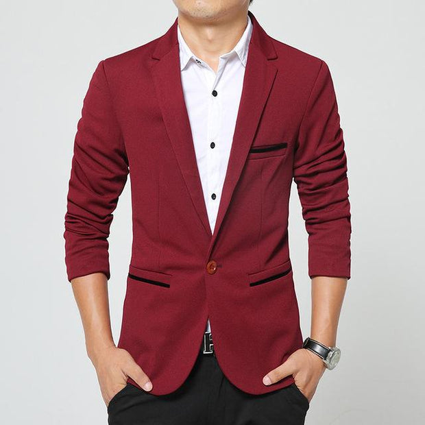 West Louis™ Spring Cotton Slim England Blaser Wine / M - West Louis