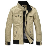 West Louis™ Multi-pocket Mandarin Collar Men Jacket Khaki / M - West Louis