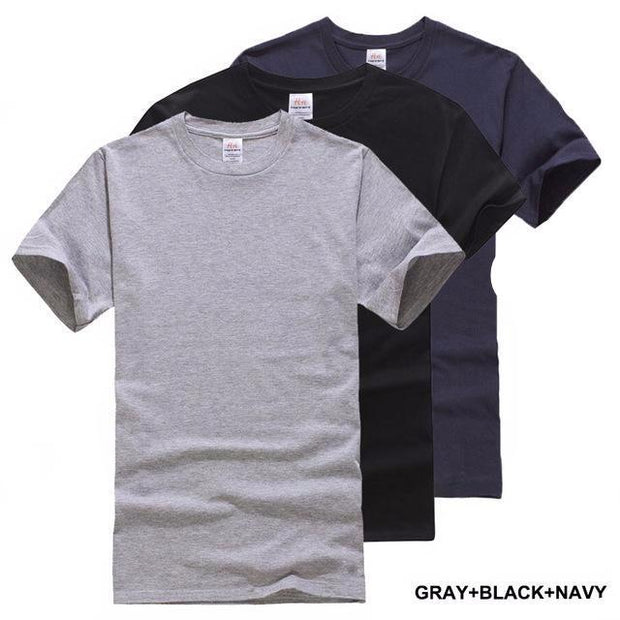 West Louis™ Solid Cotton Classical Men T Shirts Gray / S - West Louis