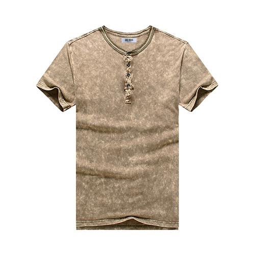 West Louis™ Vintage Cotton Solid T-Shirt Khaki / M - West Louis