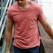 West Louis™  V-Neck Slim Fit Pure Cotton T-shirt  - West Louis