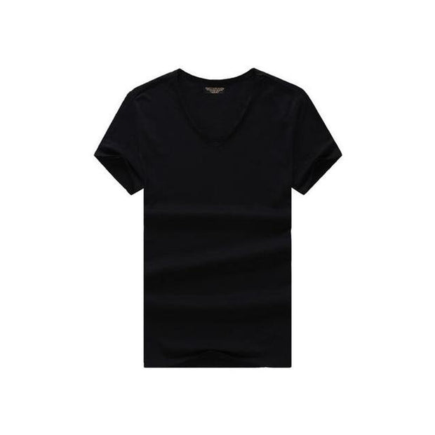 West Louis™  V-Neck Slim Fit Pure Cotton T-shirt Black / XS - West Louis