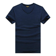 West Louis™  V-Neck Slim Fit Pure Cotton T-shirt Dark Blue / S - West Louis