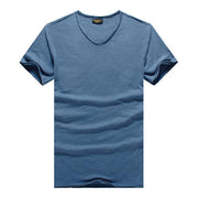 West Louis™  V-Neck Slim Fit Pure Cotton T-shirt Navy Blue / XS - West Louis