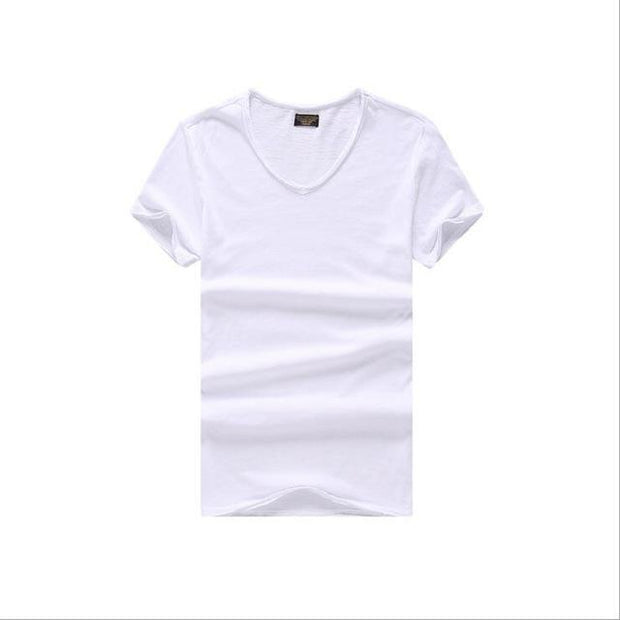 West Louis™  V-Neck Slim Fit Pure Cotton T-shirt White / XS - West Louis