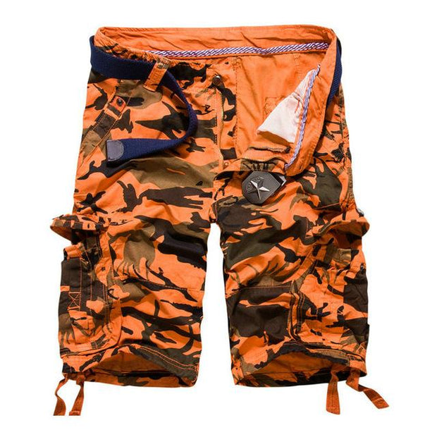 West Louis™ Camouflage Cotton Cargo Shorts Orange / 34 - West Louis