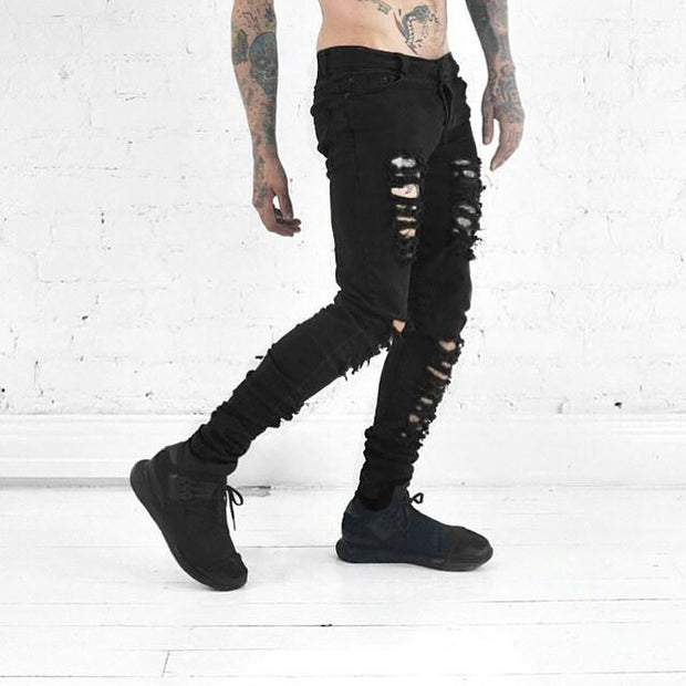 West Louis™  Hip Hop Swag Distressed Slim Jeans [ 3 colors ] Black / 28 - West Louis