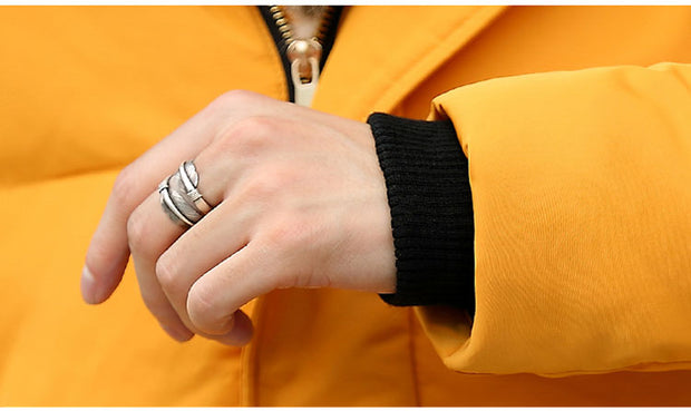 West Louis™ Detachable Fur Collar Real Rabbit Thick Coat