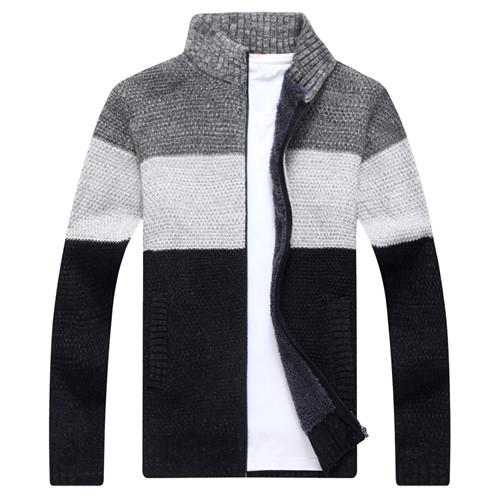 West Louis™ Fashion Striped Knitted Male Sweater Gray / XL - West Louis