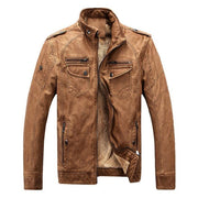 West Louis™ Winter Fashion PU Leather Jacket Brown / XL - West Louis