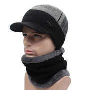 West Louis™ Wool Hat + Neck Warmer Set black middle gray - West Louis