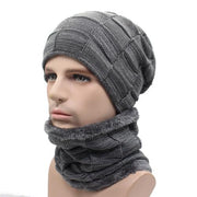 West Louis™ Gorros Knitted Hat + Neck Warmer gray - West Louis