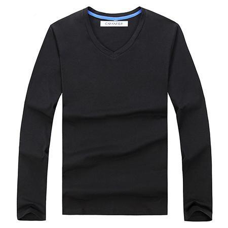 West Louis™ Cotton Male Long Sleeves V-Neck Shirt Black / L - West Louis