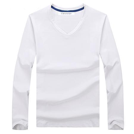 West Louis™ Cotton Male Long Sleeves V-Neck Shirt White / L - West Louis