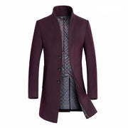 West Louis™ Winter Woolen Long Peacoat Wine red / M - West Louis