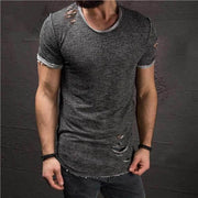 West Louis™ Ripped Slim Fit Cotton T-Shirt Gray / S - West Louis