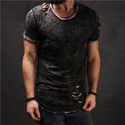 West Louis™ Ripped Slim Fit Cotton T-Shirt Black / S - West Louis