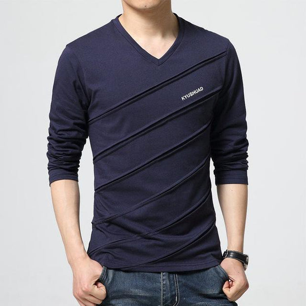 West Louis™ Designer Made V Collar T Shirt Blue / S - West Louis