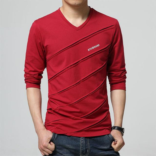 West Louis™ Designer Made V Collar T Shirt Red / S - West Louis