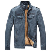 West Louis™ Thicken Washed Leather Windbreaker Jacket Blue / M - West Louis