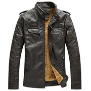 West Louis™ Thicken Washed Leather Windbreaker Jacket Dark Coffee / M - West Louis