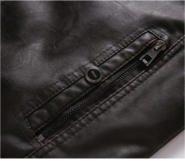 West Louis™ Thicken Washed Leather Windbreaker Jacket  - West Louis